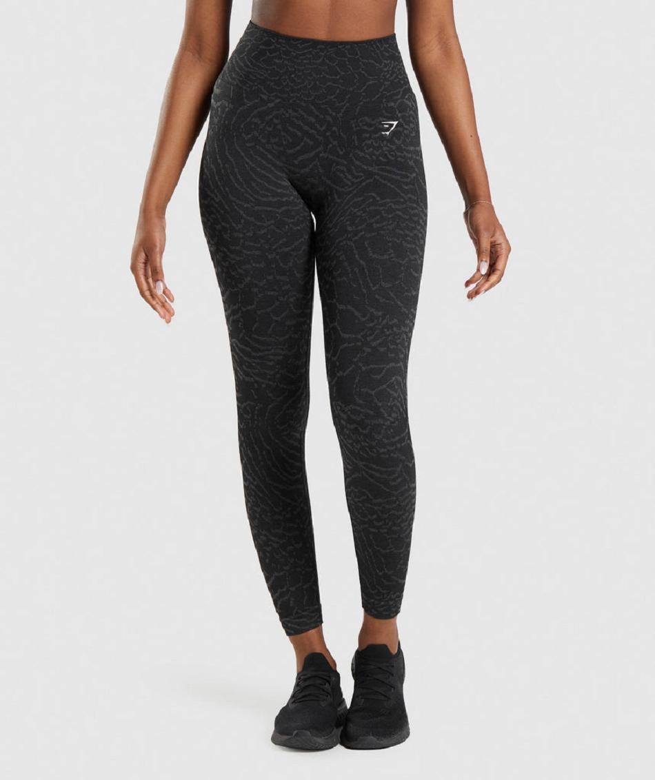 Gymshark Adapt Animal Seamless Ženske Tajice Crne | HR 4023UZG